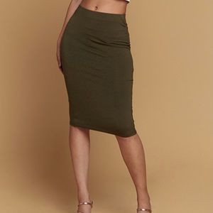 New boutique olive green body forming pencil skirt